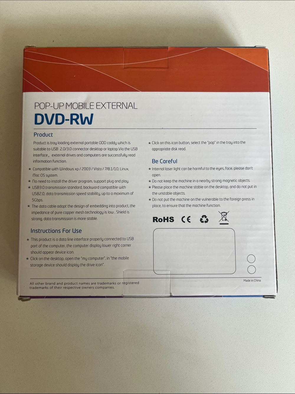 Pop Up Mobile External DVD RW, CD Driver - Picture 2 of 2